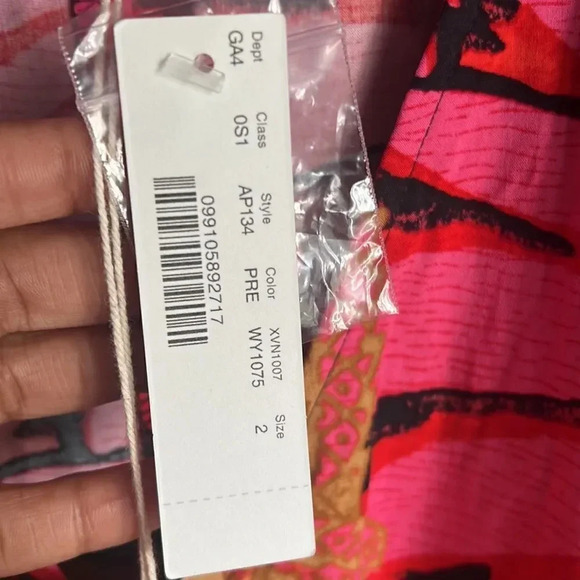 NEW J Crew Luxurious Red Gold Burgundy Palm Faux Wrap Midi Dress - Picture 9 of 13